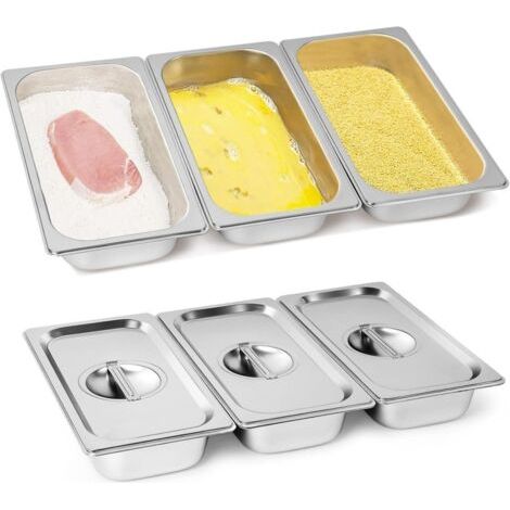 Lot de 3 paniers vapeur en acier inoxydable avec couvercles, panier vapeur profond, réutilisables, antirouille, pour la maison, les fêtes et les buffets, 32,6 x 17,8 cm