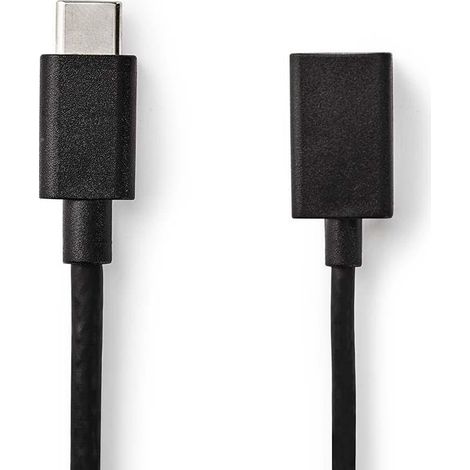 Adaptador usb c usb 32 generacion 1 usb c macho usb a hembra 5 gbps 015m redondo niquelado pvc negro en caja