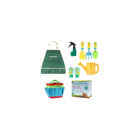 Kit de jardinage multifonctionnel 9 pièces pour enfants, mini-outils de jardinage, cadeau idéal pour les petits passionnés de jardinage. (1/5)