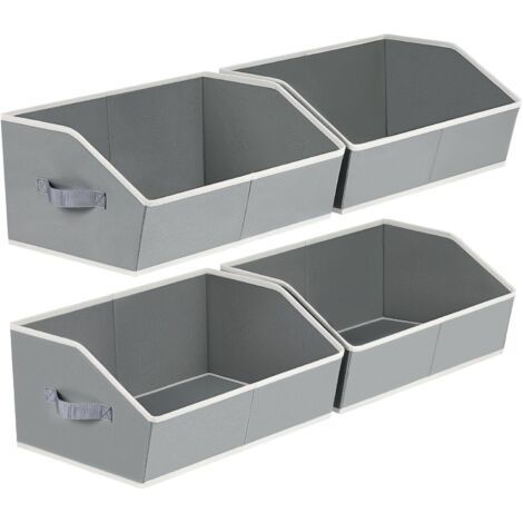 Coffre de rangement trapézoïdal gris 422820cm 4 paniers de rangement pliables pour ranger vêtements, livres et couvertures (1/5)