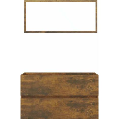 vidaXL Set de muebles baño 2 pzas madera contrachapada roble ahumado (1/2)