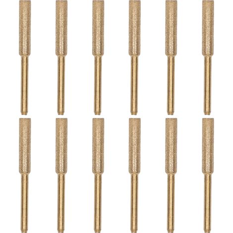 12 Stück Schleifköpfe, 3 mm Schaft, 4,8 mm Kettensägen-Schärfdorn, verschleißfest, Schleifstein (1/5)