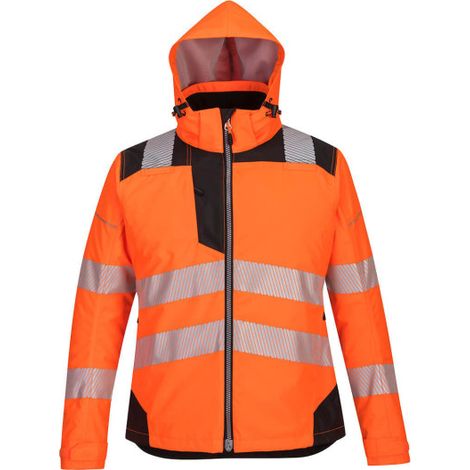Chaqueta impermeable para mujer tejido 300D recubierto con PU con forro interno PW382 XXL Naranja/Negro