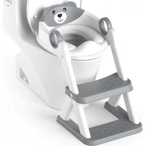 Reducteur Toilette Enfant, Siège de Toilette pour Enfants Garçons et Filles, 2 en 1 Rehausseur Filles Garçons, Coussin Non-éclaboussures et Antidérapant, Tabouret d'escalier (1/5)