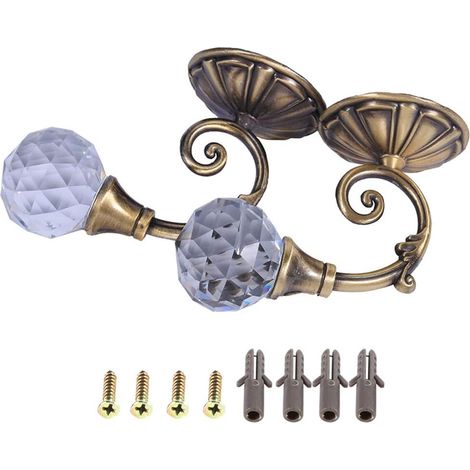 Retenues de Rideau, retenue de Rideau en Cristal, retenue de Rideau en Verre Cristal, 2X retenue de Rideau en Verre Cristal en métal Mur fenêtre draperie Embrasse(Bronze) (1/5)