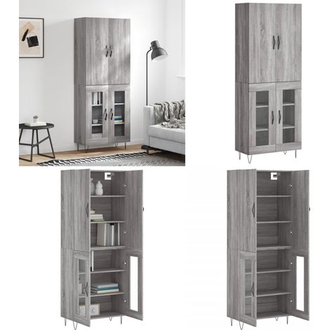 Buffet haut Sonoma gris 69,5x34x180 cm Bois d'ingénierie - Buffet Design Moderne - Meuble Rangement Salon - Armoire Haute - Buffet Gris - Buffet Industriel - Home & Living (1/5)