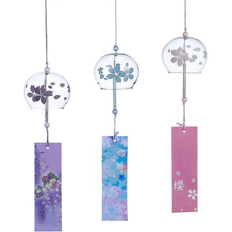 Lot de 3 carillons éoliens japonais en verre, ornements artisanaux pour jardin et décoration intérieure.-7.00X6.00X6.00CM (1/3)