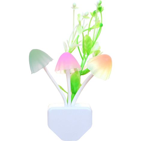 Lampada notturna a LED a forma di fungo con accensione/spegnimento automatico e sensore di movimento, da montare a parete con spina.