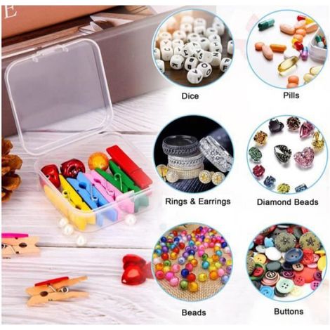 Boîte de rangement - Non spécifié - 40 pièces - Plastique transparent - 4.5x4.5x1.9 cm - Mixte (1/4)