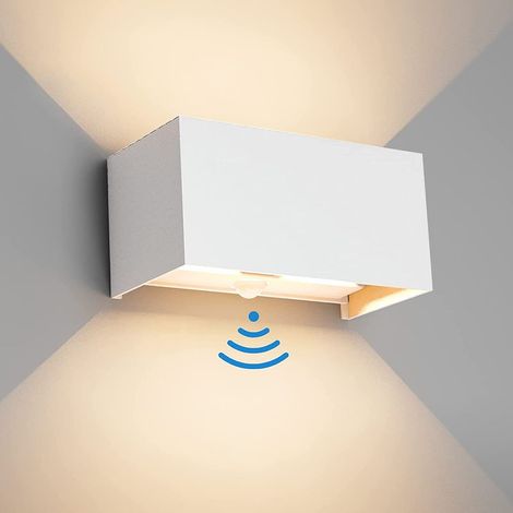 Applique murale extérieure 24 W avec détecteur de mouvement, IP65, LED blanc chaud 3000 K, boîtier en aluminium, blanc (1/5)