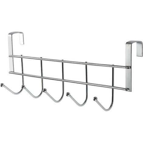 SHINING HOUSE Perchero de acero inoxidable para baño, perchero para puerta, perchero con 5 ganchos (1/4)