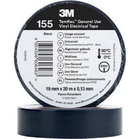 Isolierband Temflex 165 PVC 19mm x 20m 3M 7100184800 Schwarz