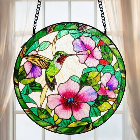 Attrape-soleil vitrail colibri 20 cm décoration fenêtre lumineuse suspension cadeau Noël (1/5)