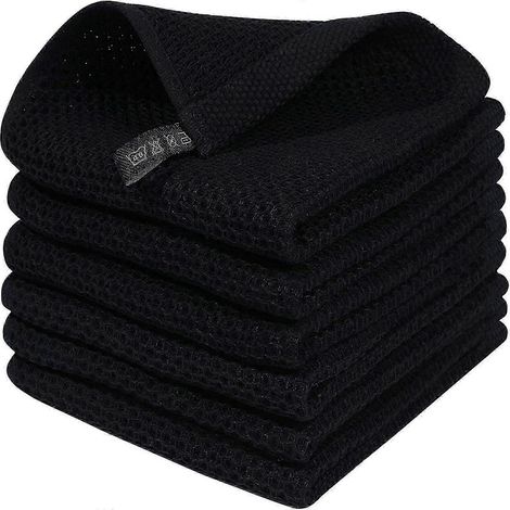 Lot de 6 torchons de cuisine en coton éponge 100%, chiffons ultra absorbants avec passant de suspension pour séchage rapide. (1/5)