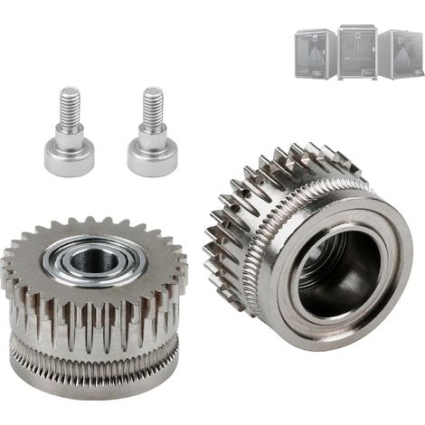 Kit de engranajes para extrusor K1 Max de xirbbo (2 unidades) para motor K1 Max. Kit de engranajes para extrusor K1 / K1 Max / K1C. Acero endurecido niquelado. Accesorios para impresoras 3D. (1/5)