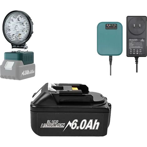 Batería recargable, capacidad de 6000 mAh, compatible con múltiples herramientas, 6 Ah x 1, cargador x 1, linterna x 1 (1/2)