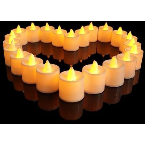 Pack of 24 LED Candles Battery Operated Flameless, Realistic and Bright, LED Tea Lights - Fake Electric Votive Candles for Table Party Birthday Wedding Christmas Decoration Yellow