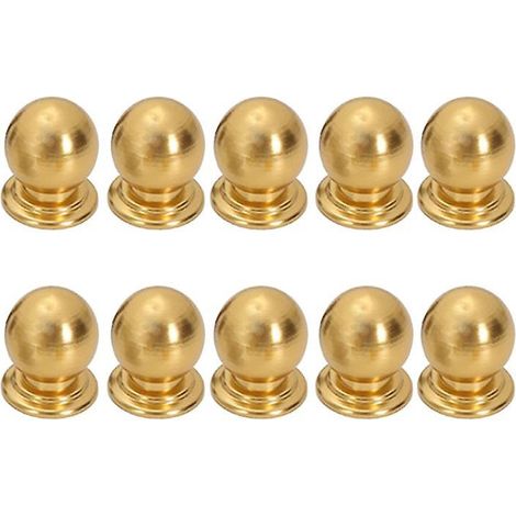 Lot de 10 boutons de meuble ronds, style boule, pour salle de bain, commode, cuisine, couleur or. (1/4)