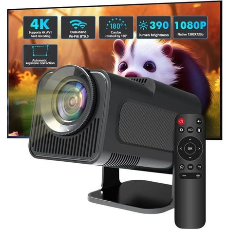 Filiyano-Mini vidéoprojecteur compatible 4K, Full HD 1080p pour home cinéma, avec système d'exploitation Android 11.0, LED, WiFi 6 et Bluetooth. (1/5)