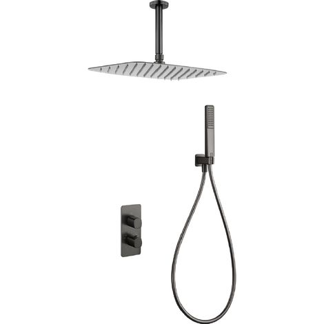 IMEX GTS069/BGM FIRENZE-SASSARI Conjunto Grifería Termostatica Empotrada Black Gun Metal - ref: GTS069/BGM (1/2)