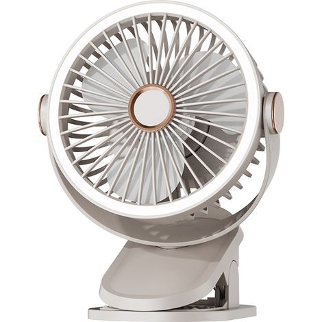 Ventilateur de Bureau USB Rechargeable avec Lampe, Petit Ventilateur de Table Puissant et Silencieux pour Étudiant, Dormoir et Maison