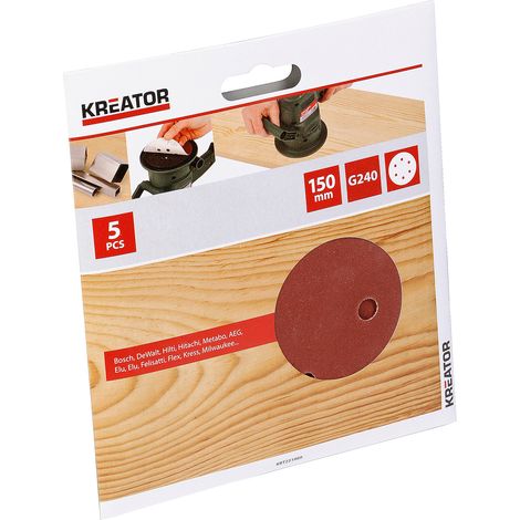 5er-Set selbsthaftende Scheiben - Korn 240 - Ø 150 mm KREATOR (1/3)