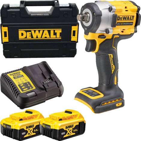 DeWALT DCF921P2T-GB XR 18V Brushless Cordless 1/2" Drive Impact Wrench Hog Ring With 2 x 5Ah Batts, Chrager And Case (1/3)