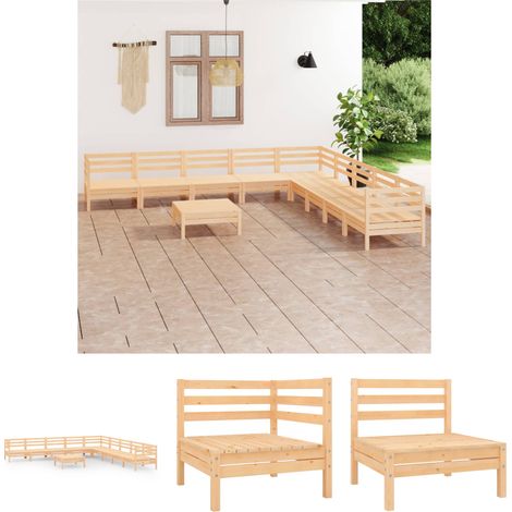 YOUTHUP 10-tlg. Garten-Lounge-Set Massivholz Kiefer (1/5)