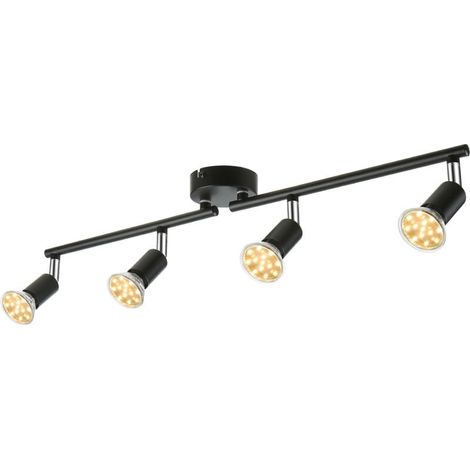 Spots de plafond réglables Tomshine 4 voies, 4 ampoules LED GU10 4 W, éclairage 400 lm, têtes rotatives flexibles, éclairage sur rail moderne pour cuisine et salon (1/4)