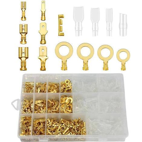 [JAMAIS UTILISÉ] 1 000 PCS Ensemble de cosses à sertir à épissure rapide 2,8 4,8 6,3 mm Kit de cosses à sertir à gaine isolée en laiton pour l'industrie 1 000 PCS, (1/4)