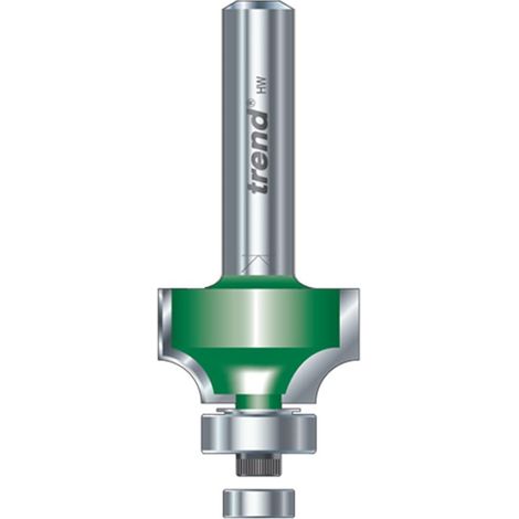 Trend C074X1/4TC Guided Round-Over Router Bit Cutter – 1/4" Shank, 3.2mm Radius, 9.5mm Cutting Diameter, Two-Flute Design