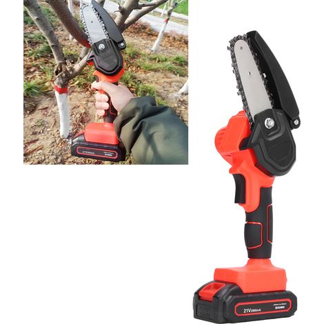 Tronçonneuse électrique miniature EasySpeed 10 cm (4 pouces) 21 V 2000 mAh, scie d'élagage portable avec batterie au lithium, scie de jardinage, norme américaine 100-240 V (1/5)