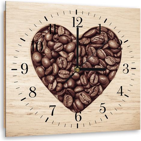 Orologio da parete, Cuore di chicchi di caffਠ- 40x40 (1/5)
