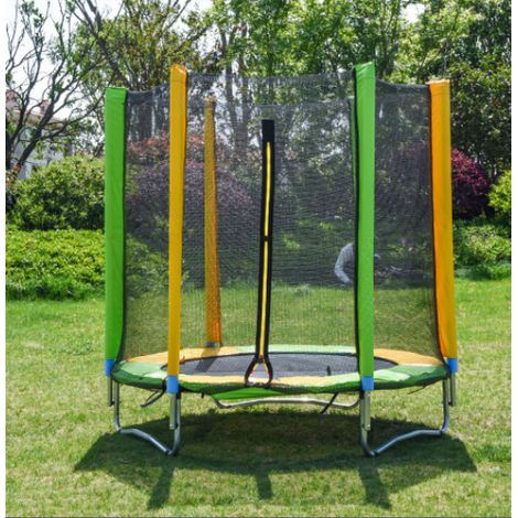 Cama elástica de jardín para niños, cama elástica elástica con red de seguridad, 150 cm de diámetro, red protectora, cuerda elástica (1/5)