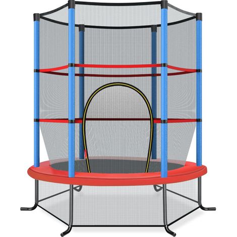 Trampolino da giardino esagonale 165 x 165 x 161 cm sicuro elevata elasticità uso esterno PVC blu 200014493