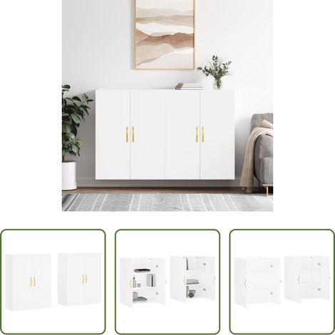 Holzschrank -  Wandschränke 2 Stk. Weiß 69,5x34x90 cm (1/5)