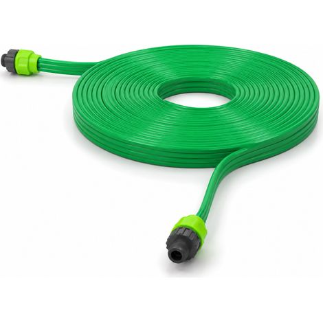 Tubo Piatto da Giardino Flessibile 15 Metri Lunghezza 2 Raccordi Universali 1/2"