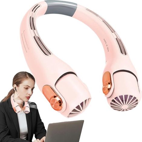Ventilador de cuello portátil，Ventilador portátil con 3 velocidades，flujo de aire de 360°，ventilador de cuello manos libres recargable por USB