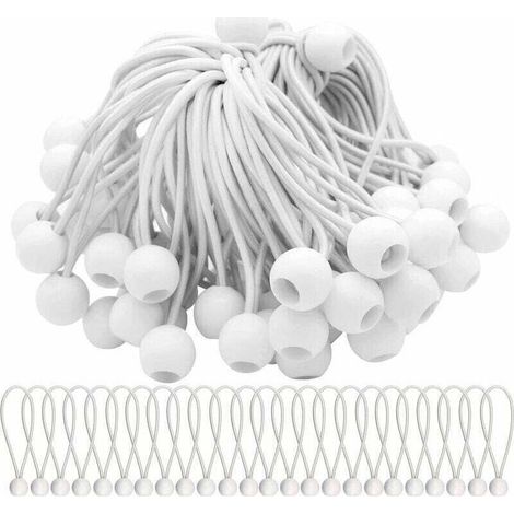 Lot de 75 Tendeur Elastique Cordons Élastiques avec Boules Sandow Elastique Boules Elastiques pour chapiteaux, tentes, bannières et bâches (1/4)