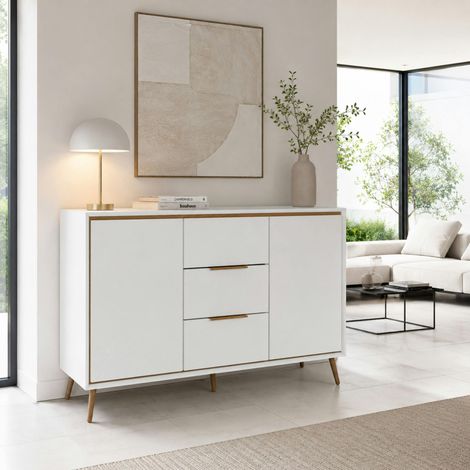 Buffet blanc moderne 2 portes 3 tiroirs AVIO (1/5)