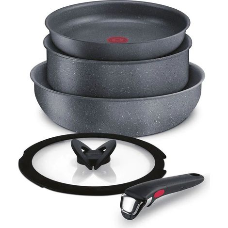 Lagostina Ingenio Mineralis , Set padelle, Antiaderente, Manico rimovibile, Induzione e gas, 5 pz.