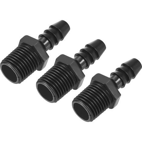 Plastic Fluted Pipe Fitting 1/4" Barb x 1/4" NPT 3pcs (1/5)