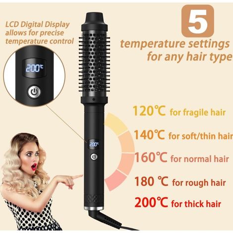 Brosse Thermique 38mm, Brosse Ronde Chauffante avec Écran LCD 120–200°C, Brosse Électrique Cheveux Bouclés, Brosse Lissante pour Cheveux Electrique Professionelle, Peigne Chauffant Cheveux (1/4)