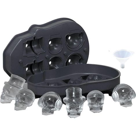 Moule à glaçons en silicone en forme de crâne 20243D avec couvercle, pour verres à gin ou à whisky. (1/5)