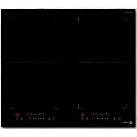 Fagor – Table induction 60 cm – 4 zones – 9 niveaux de puissance – Fonction bridge – Commande sensitive avec slider – Détection automatique de casseroles (1/5)