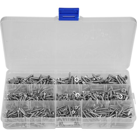 Vis à bois autoforeuses 600 pièces, tête ronde, acier carbone Q215, accessoires d'outillage électrique, visserie robuste pour fixation (1/4)