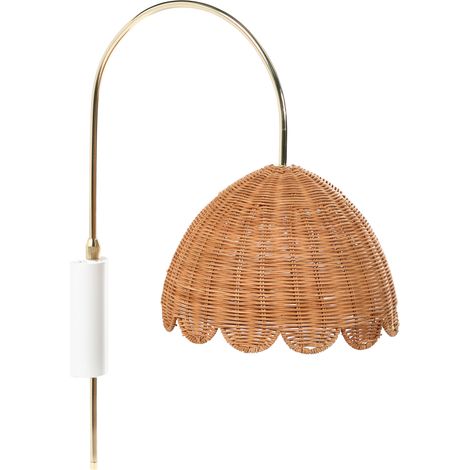 Lámpara de pared de ratán con pantalla festoneada aplique natural Valukkai