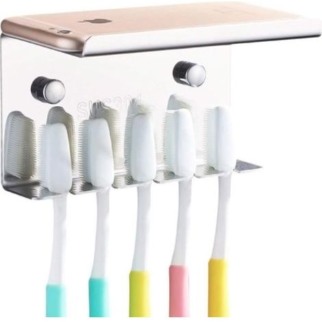 Porte-brosses à dents avec étagère de rangement, mural-304Acier inoxydable (argenté) (1/5)