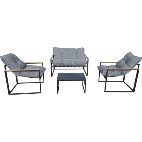 Gartenlounge "Jules" - 4 Personen - Grau/Schwarz