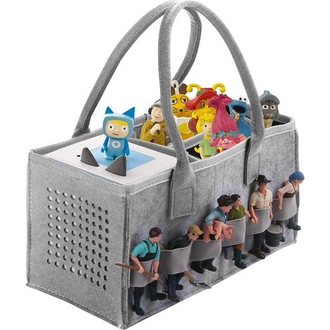 Bag for Toniebox Tonie - Carrying bag with handle - Accessory - Protective organizer for more than 30 figurines (grey + grey)